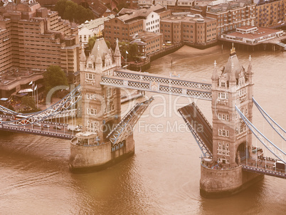 Retro looking Aerial view of London