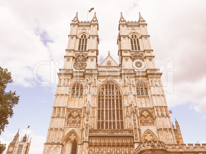 Retro looking Westminster Abbey in London