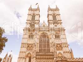 Retro looking Westminster Abbey in London