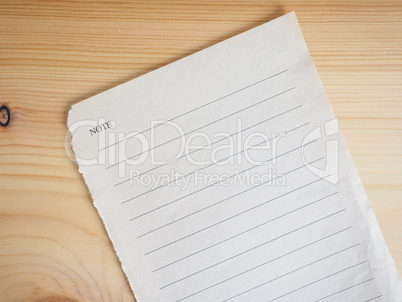 Blank note book page