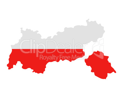 Karte und Fahne von Tirol Karte und Fahne von Tirol