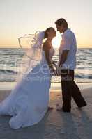 Bride and Groom Married Couple Sunset Beach Wedding