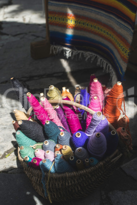 Reels colorful yarn