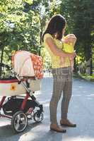 Mother and baby in a park