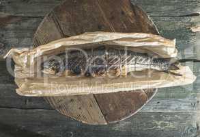 Roasted salmon fish fish on baking paper