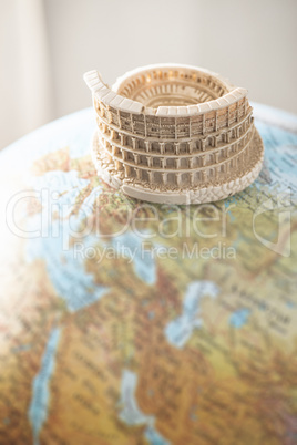 Coliseum of Rome on globe