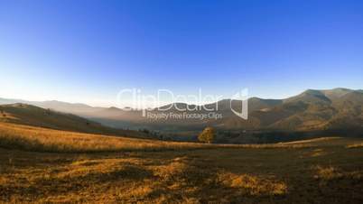 Sunrise over the Valley. Time Lapse