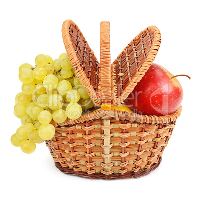 grapes and apples in the basket