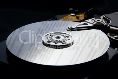 hard disk drive on black background