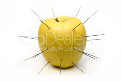 spiked apple isolated on white