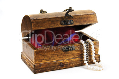 chest with treasures isolated on white