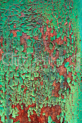 old decayed paint on rust metal