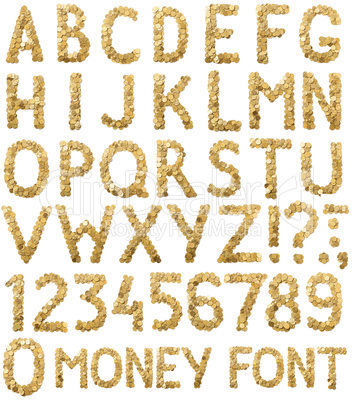Coins money alphabet  font