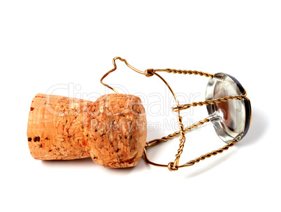 Cork from champagne wine and muselet
