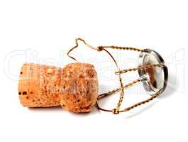 Cork from champagne wine and muselet