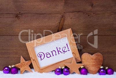 Purple Christmas Decoration Text Danke Mean Thank You