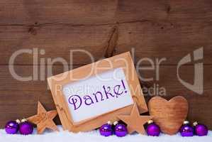 Purple Christmas Decoration Text Danke Mean Thank You