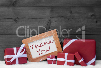 Red Gray Christmas Decoration, Gifts, Snow, Thank You