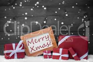 Red Gray Christmas Decoration, Gifts, Snow,Flakes,Merry Xmas