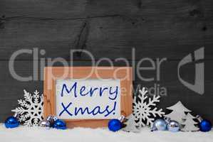 Blue Gray Christmas Decoration, Snow, Merry Xmas