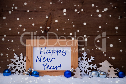 Blue Christmas Decoration, Snow, Happy New Year, Snowflakes