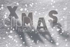 White Christmas Word Xmas On Snow, Snowflakes