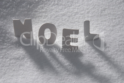 White Word Noel Means Christmas On Snow