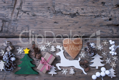 Green, Red, Brown Christmas Decoration, Tree, Reindeer, Gift