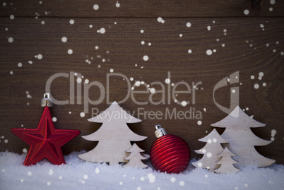 Red, White Christmas Decoration, Ball, Copy Space, Snowflakes