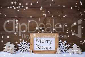 White Christmas Decoration Text Merry Xmas, Snow, Snowflakes