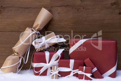 Red Christmas Gifts, Presents, White Ribbon