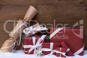 Red Christmas Gifts, Presents, White Ribbon