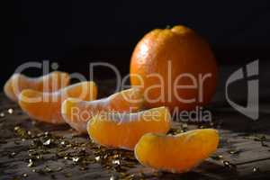Christmas Food Decoration, Orange Fruit Slices, Golden Glitter