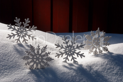 Four White Wooden Christmas Trees, Snow