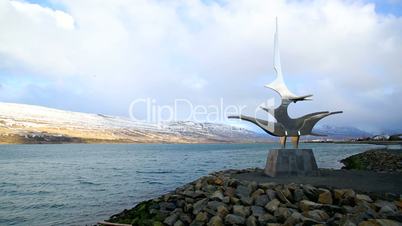Sculpture at the harbour of Akureyri, Iceland