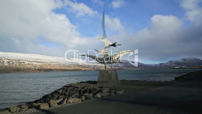 Time lapse of a sculpture at the harbour of Akureyri, Iceland