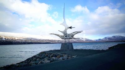 Time lapse of a sculpture at the harbour of Akureyri, Iceland