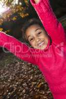 Mixed Race African American Girl Playing in Park