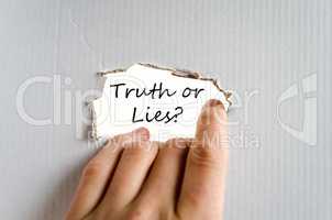 Truth or lies text concept