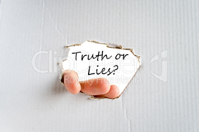 Truth or lies text concept
