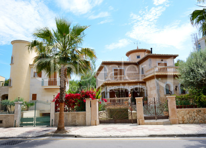 The street and buildings on Mallorca island, Spain