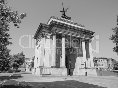 Black and white Wellington arch in London