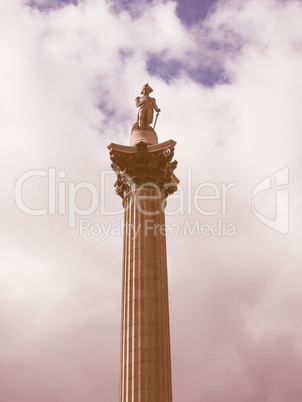 Retro looking Nelson Column in London