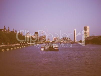 Retro looking River Thames in London