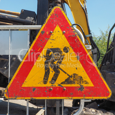 Road works sign