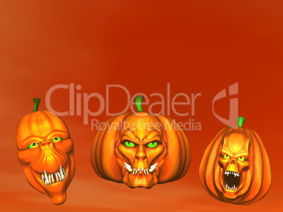 Halloween pumpkins - 3D render