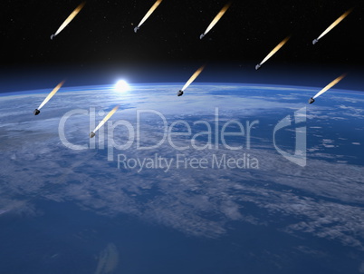 Meteorite shower - 3D render