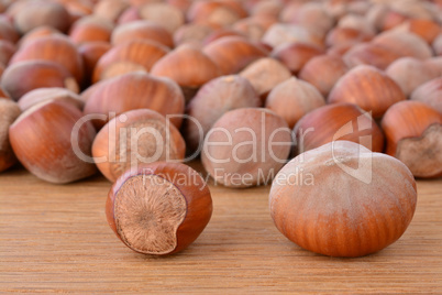 Hazelnuts close up