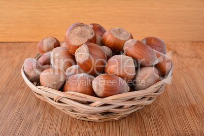 Hazelnuts in a wicker punnet