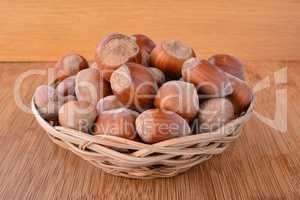 Hazelnuts in a wicker punnet